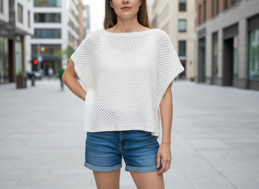 Airy Eyelet Summer Blouse Knitting Pattern