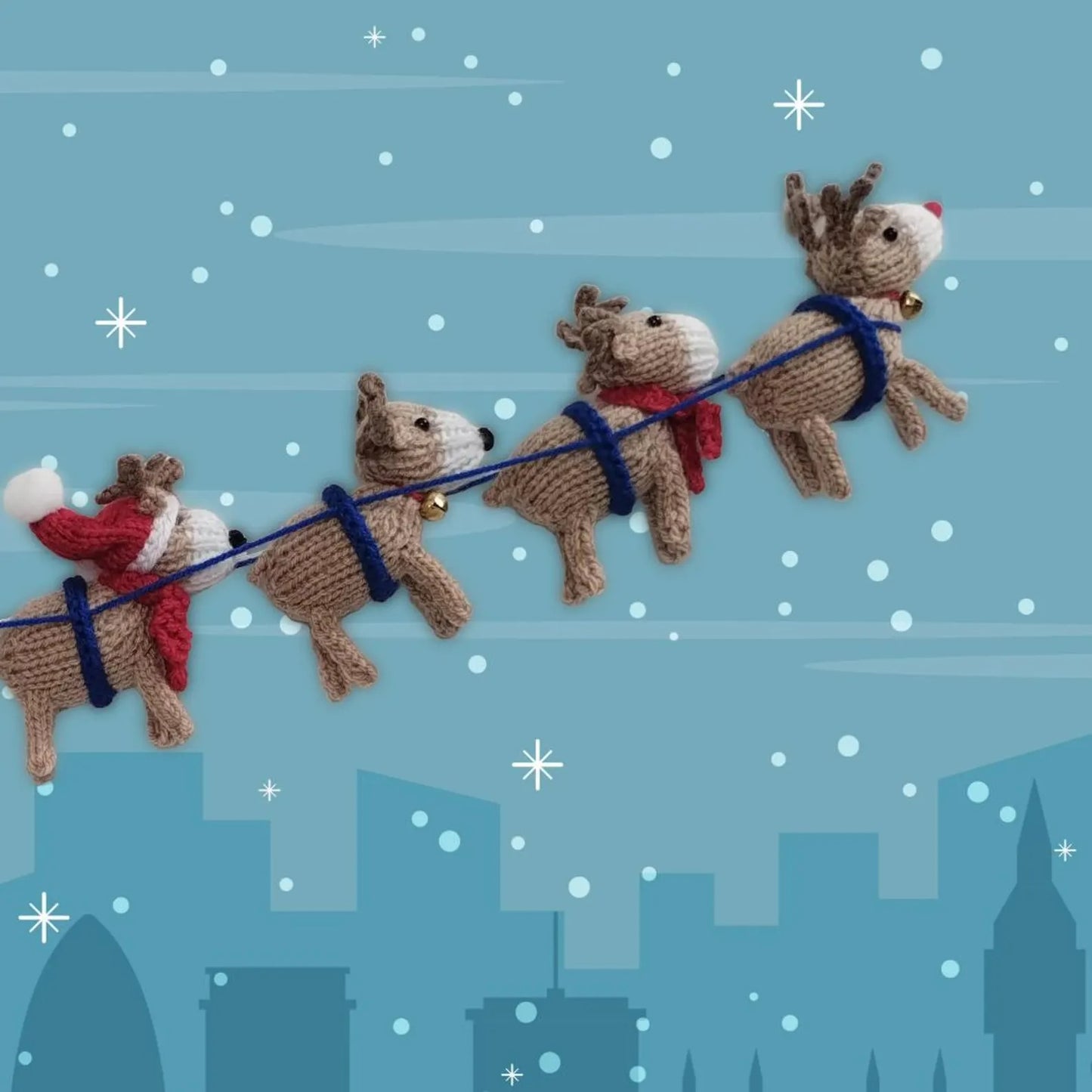 Santa Sleigh Ride Decoration Knitting Pattern