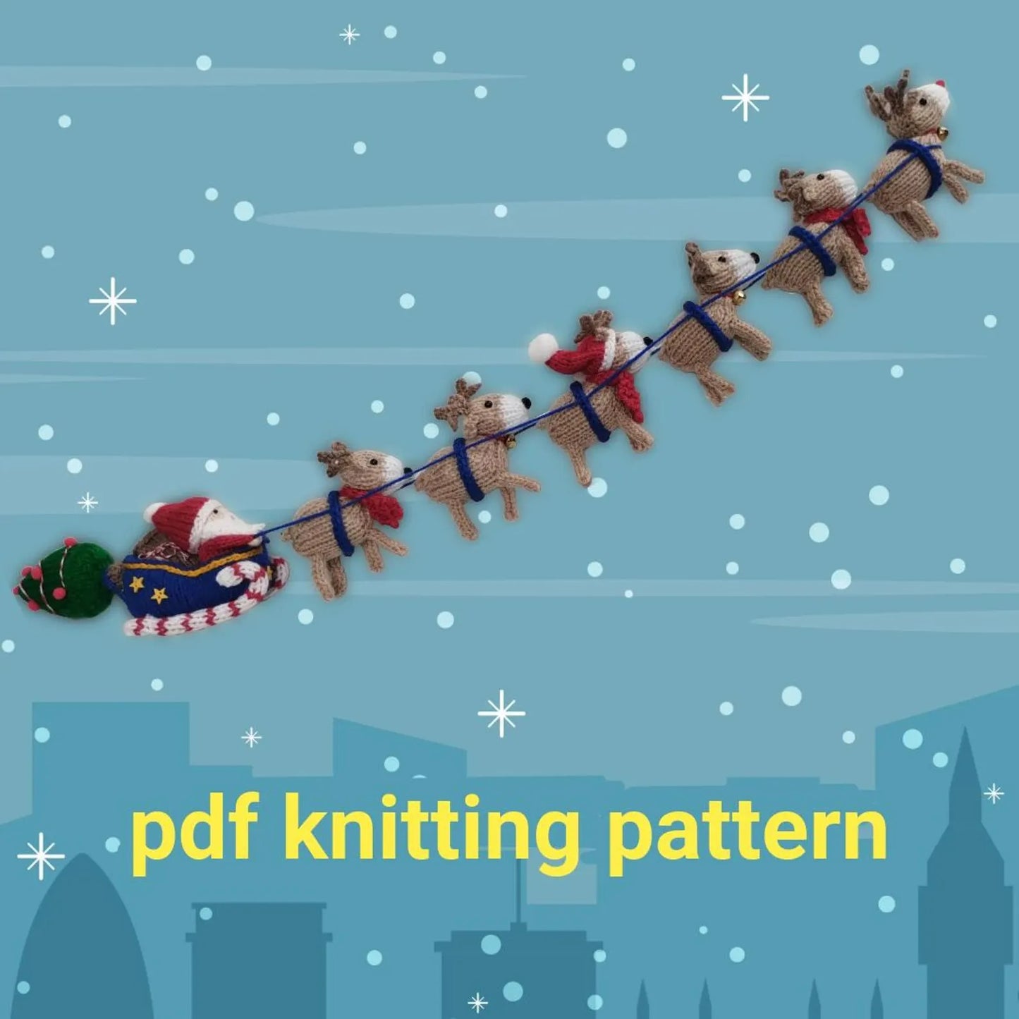Santa Sleigh Ride Decoration Knitting Pattern