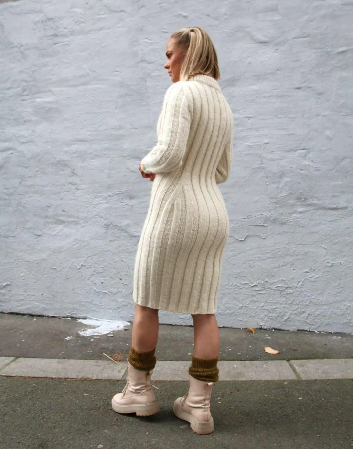 Ribbed Bell-Sleeve Mini Dress Knitting Pattern