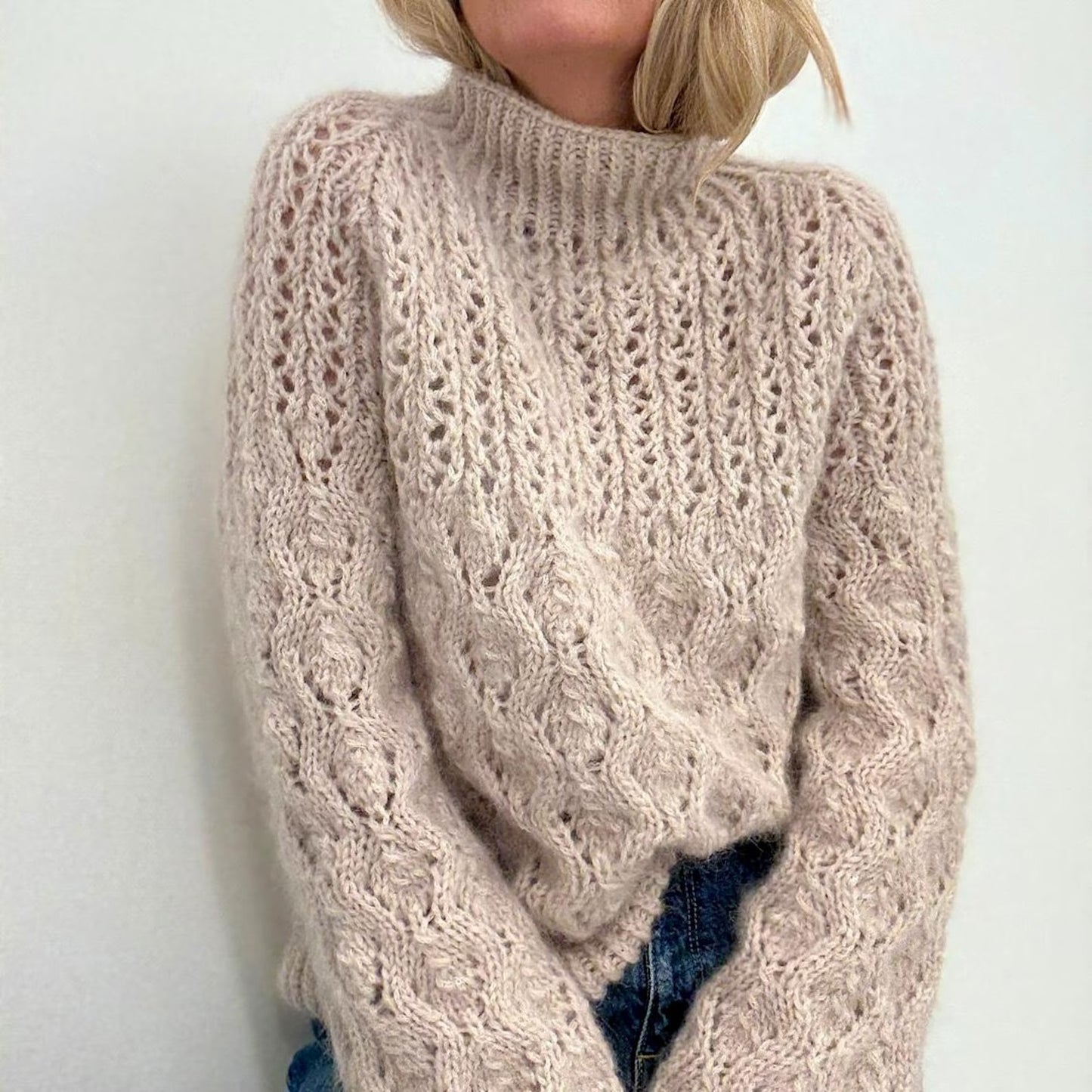 Multi Pattern Turtleneck Sweater Knitting Pattern