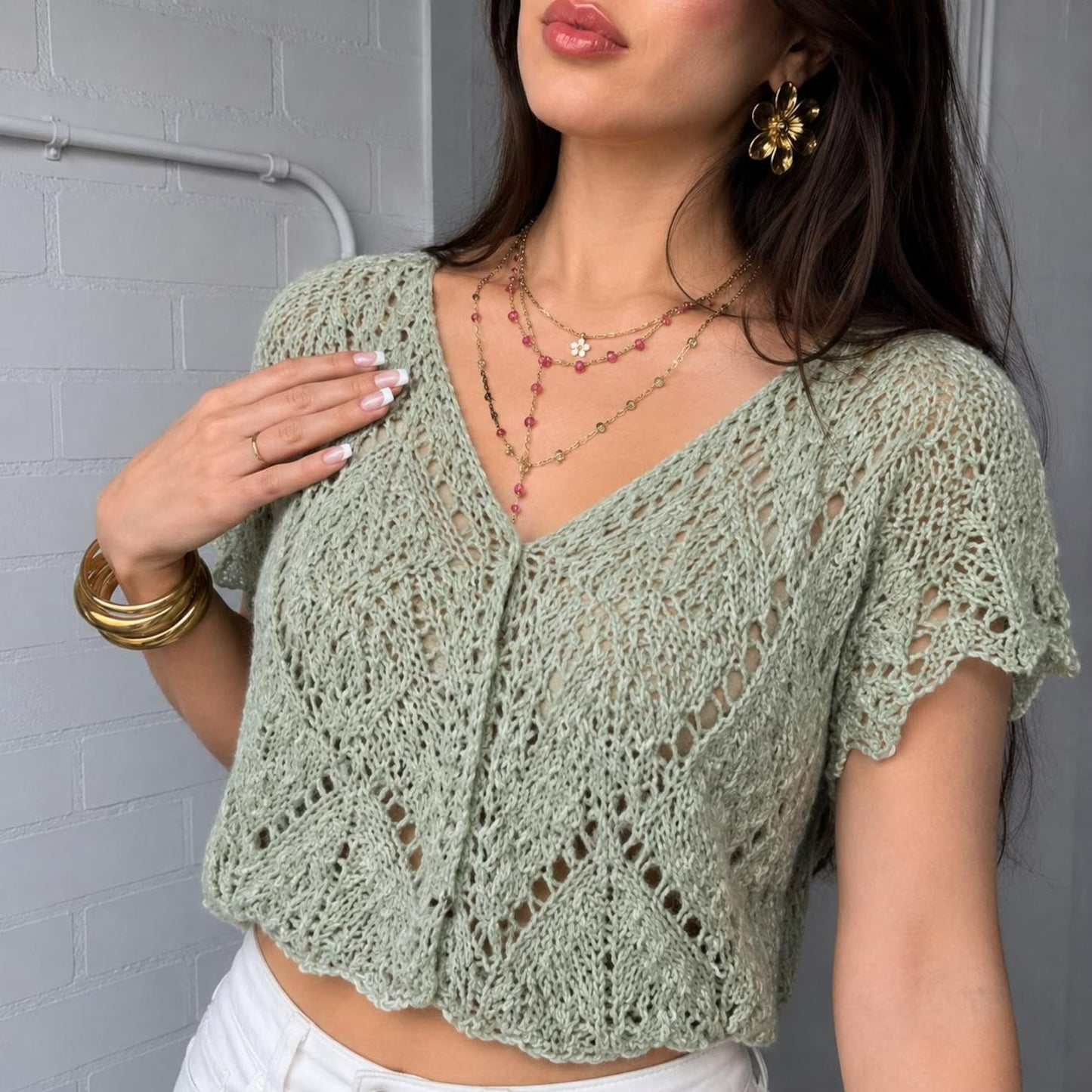 Botanical Lace Blouse Knitting Pattern