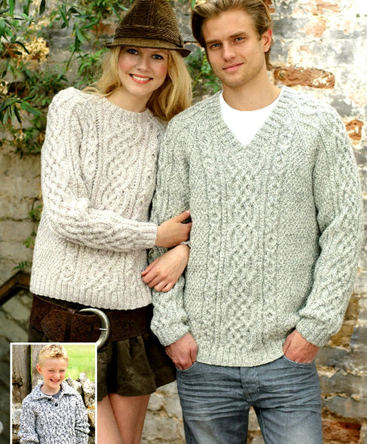 Matchy Couple Twisted Cable Pattern Pullover Knitting Pattern