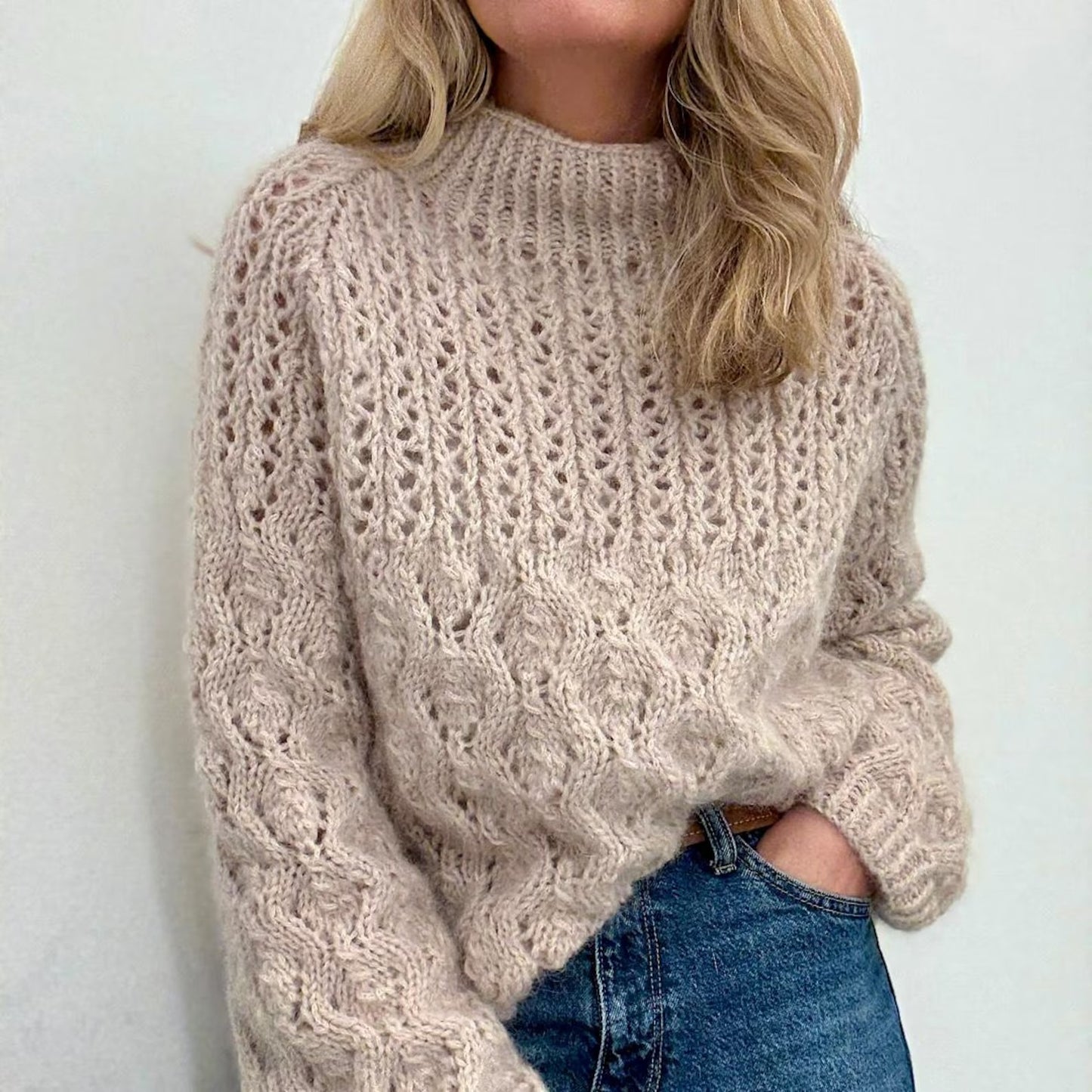 Multi Pattern Turtleneck Sweater Knitting Pattern