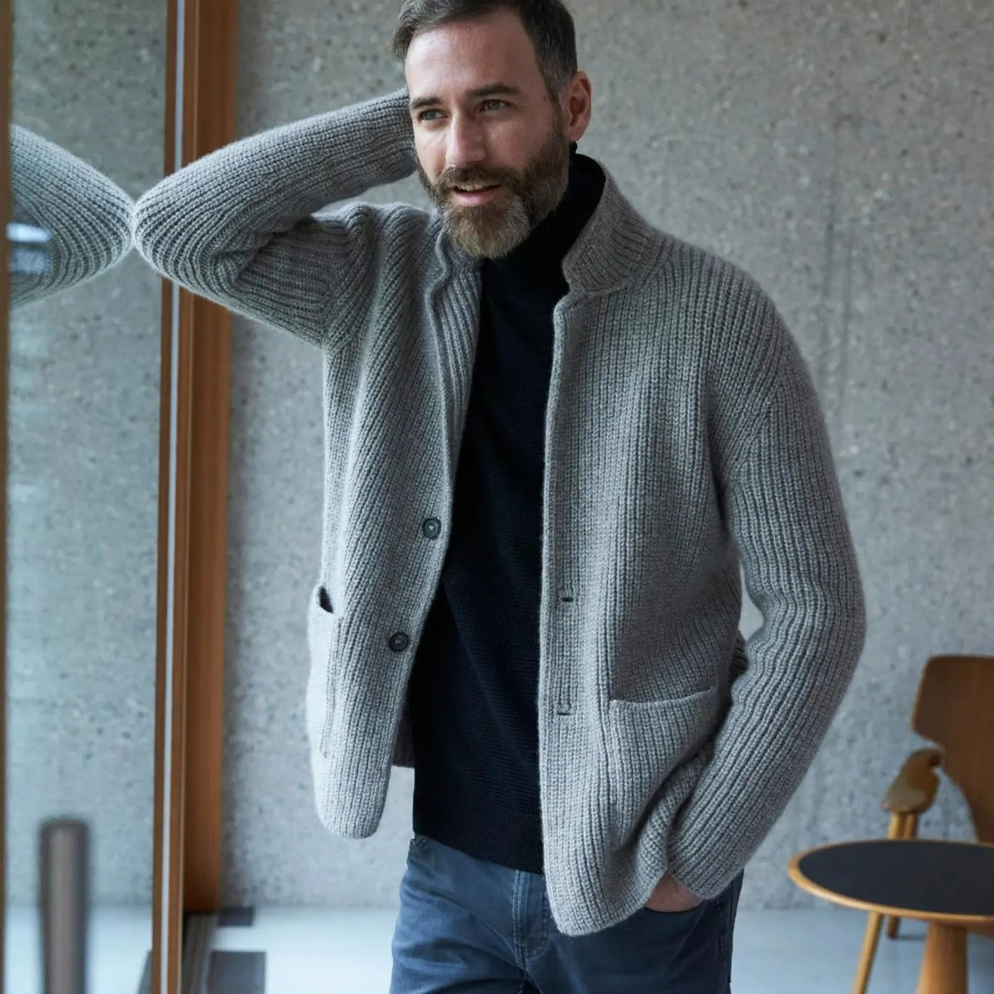 Classic Buttoned with Pocket Men's Cardigan Knitting Pattern