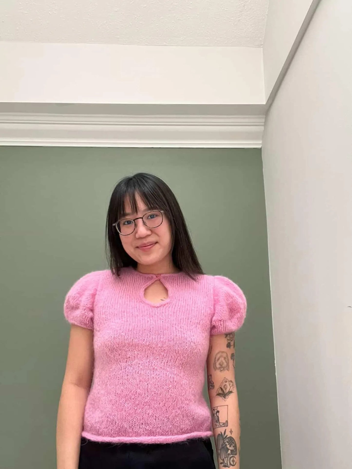 Romantic Balloon Sleeve Knit Blouse Knitting Pattern