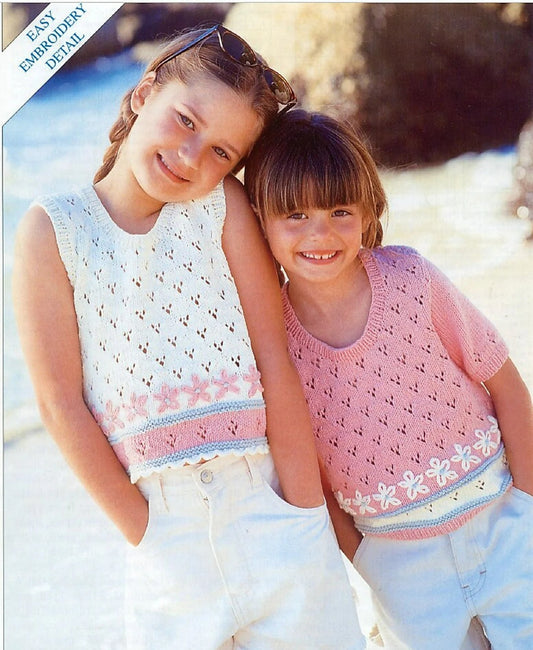 Two Way Sleeve Eyelet Kids Top Knitting Pattern