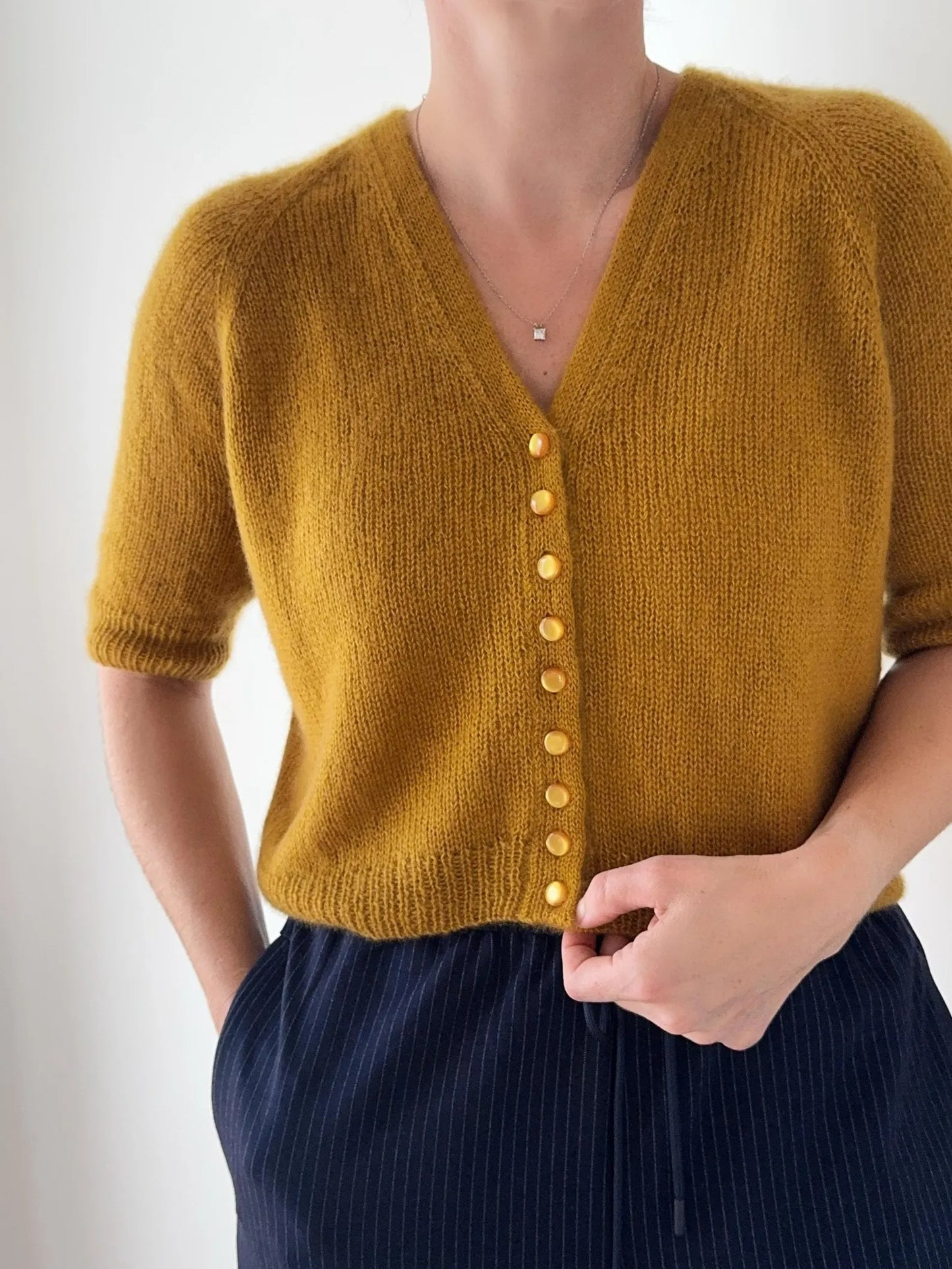 Refined Buttoned Knit Blouse Knitting Pattern