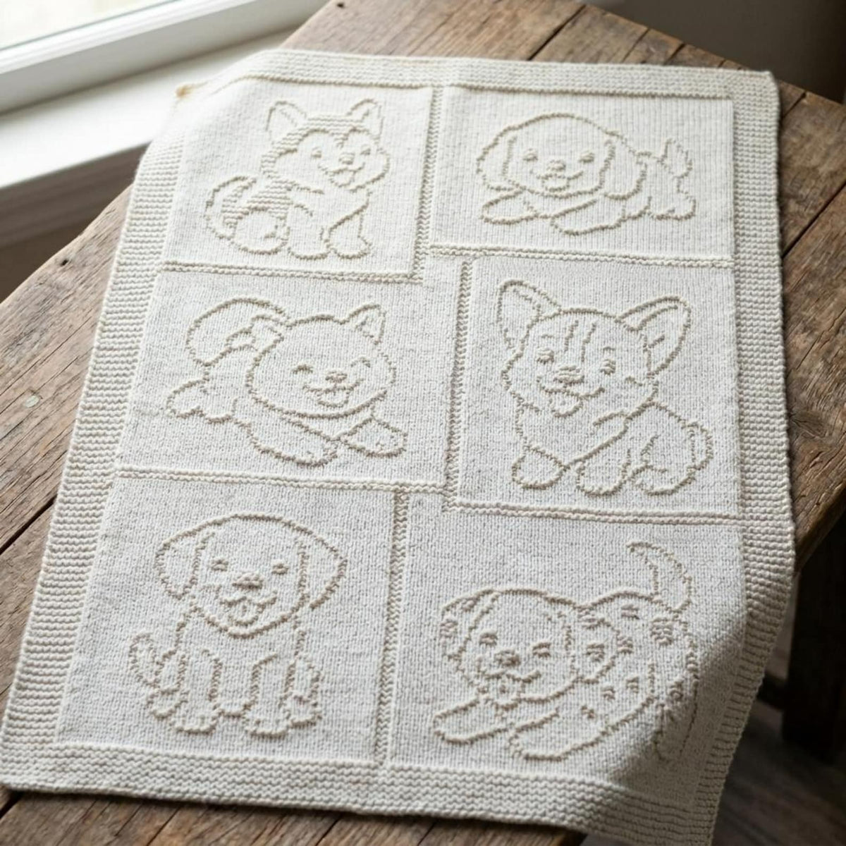 Adorable Puppy Love Baby Blanket Knitting Pattern