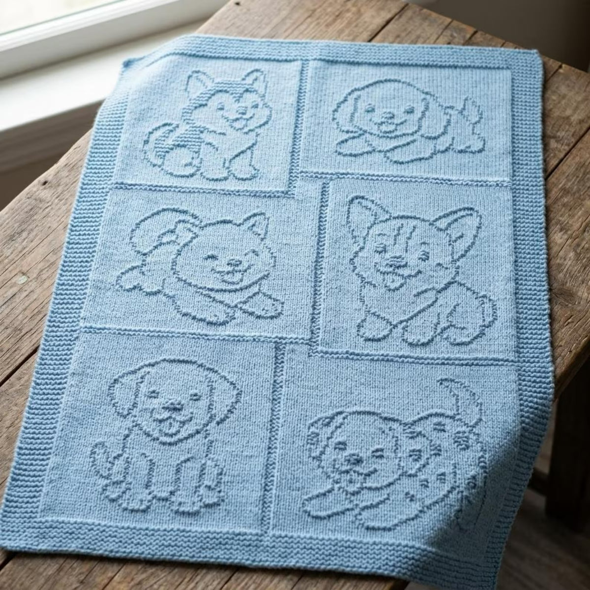Adorable Puppy Love Baby Blanket Knitting Pattern