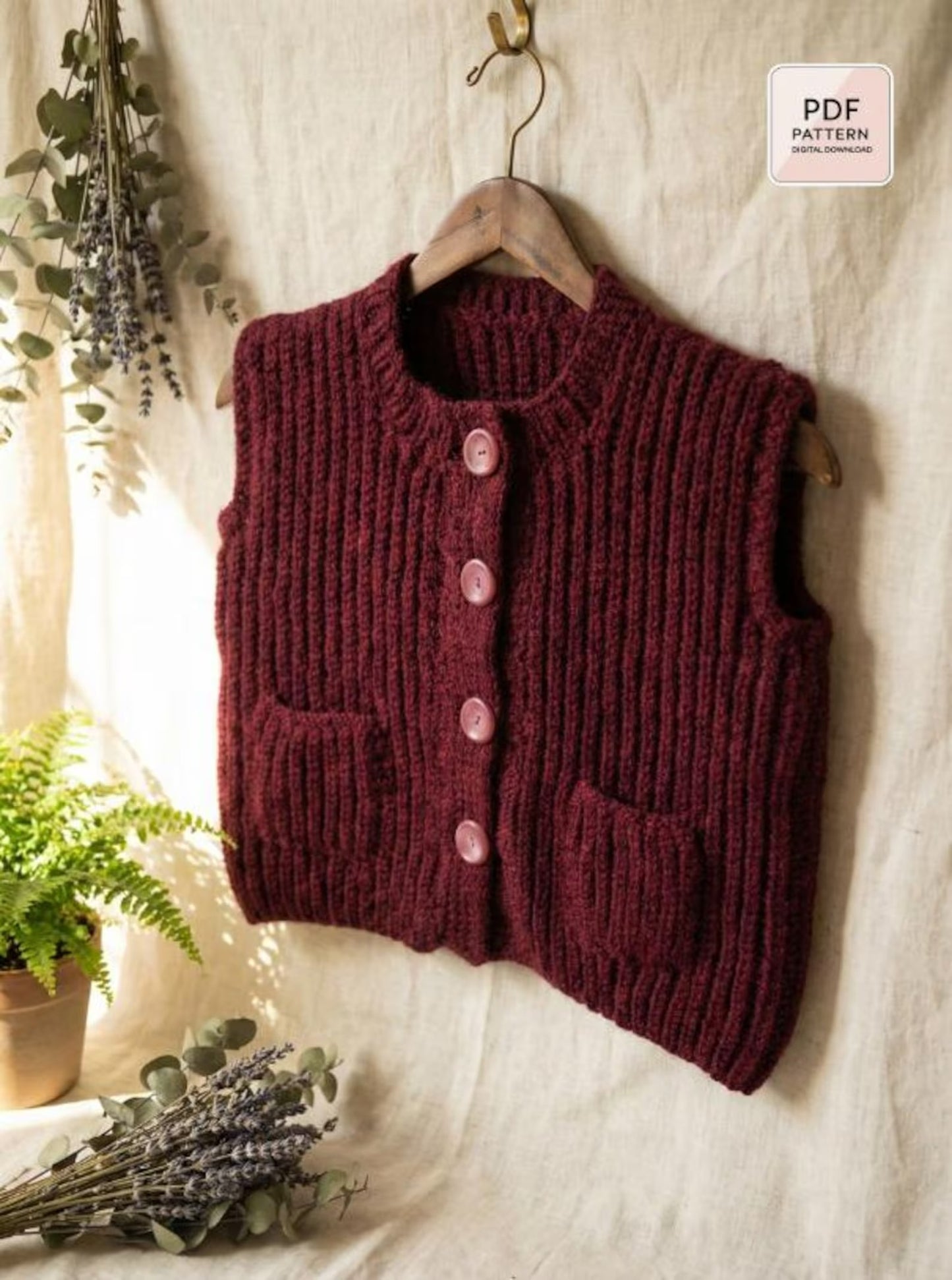 Classic Fastened Waistcoat Knitting Pattern