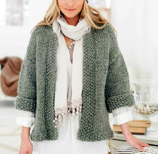 Classic Button Front Ladies Cardigan Knitting Pattern