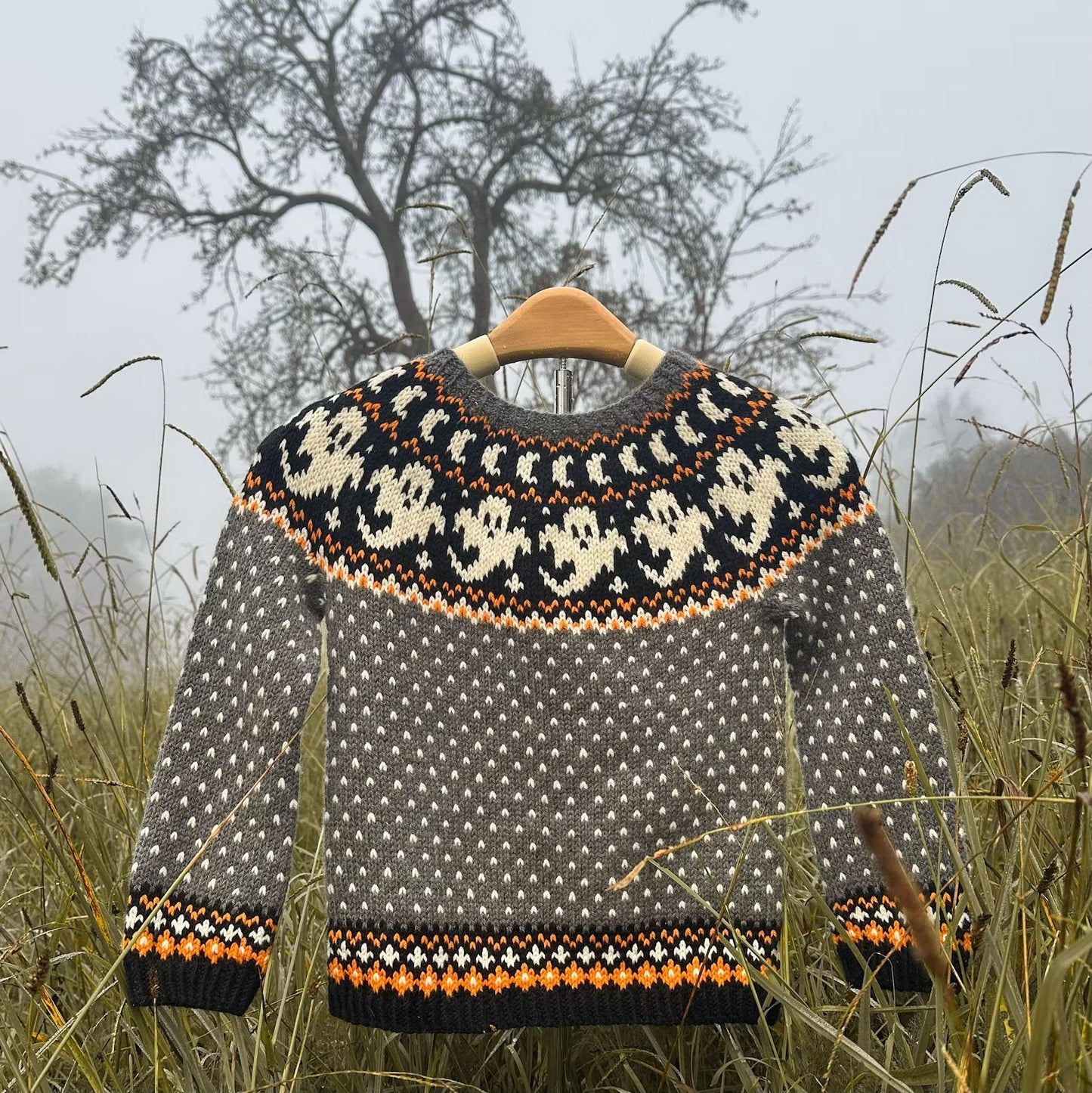 Lunar Spirit Halloween Pullover Knitting Pattern
