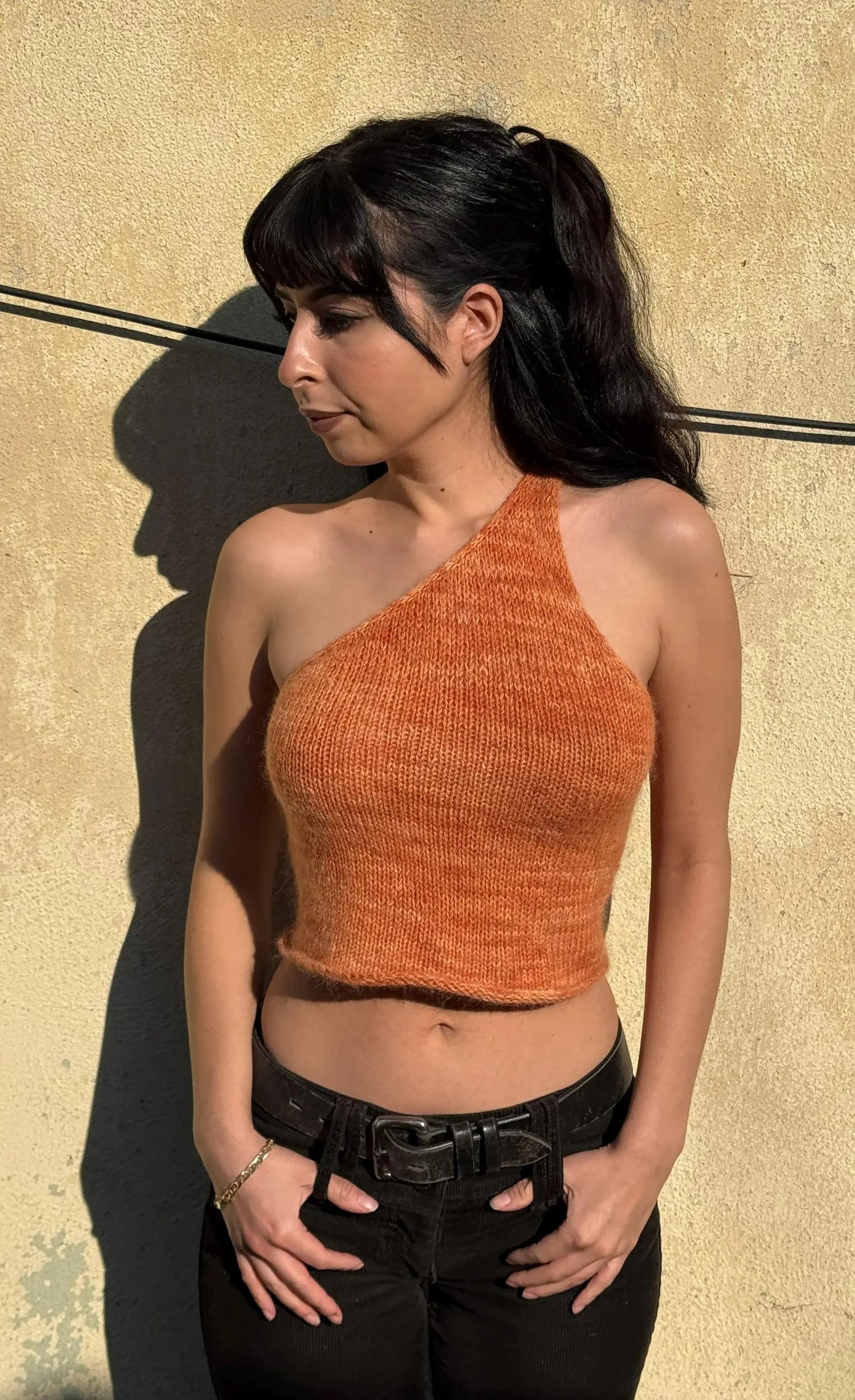 Contemporary Angled Hem Knit Top Knitting Pattern