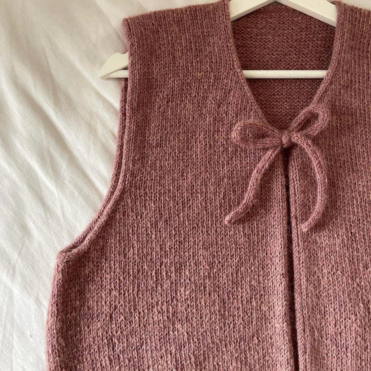 Graceful Bow Front Vest Knitting Pattern