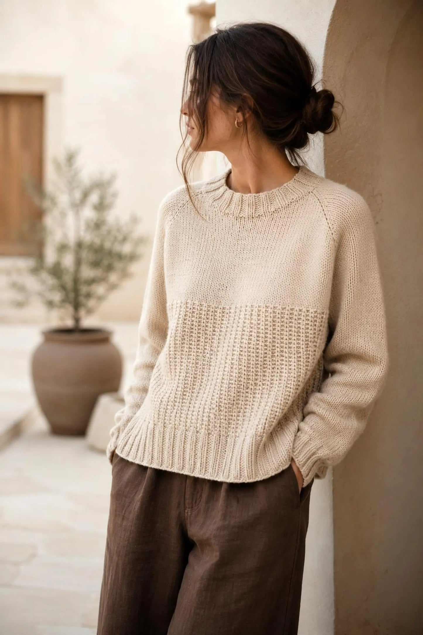 Cozy Textured Yoke Jumper Knitting Pattern