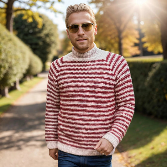 Stripped Classic Men Sweater Knitting Pattern