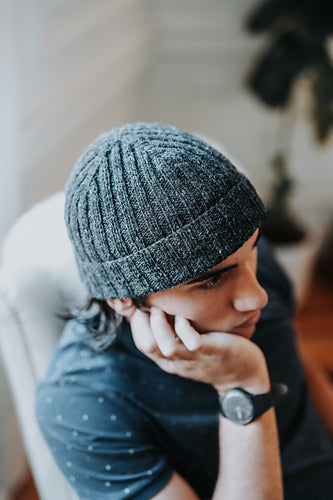 Easy Ribbed Gift Beanie for Him Knitting Pattern