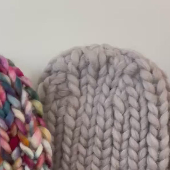 Super Chunky Ribbed Beanie crowns in multiple colours; original listing video cropped to remove labels