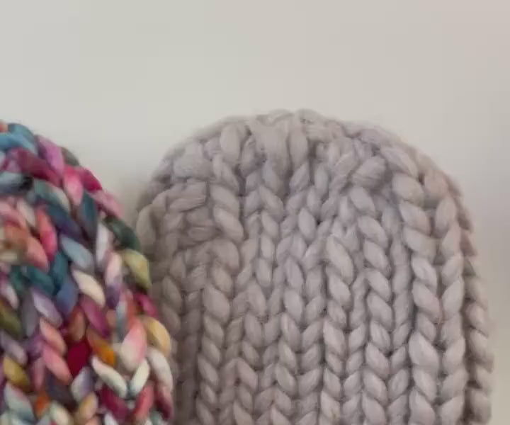 Super Chunky Ribbed Beanie crowns in multiple colours; original listing video cropped to remove labels