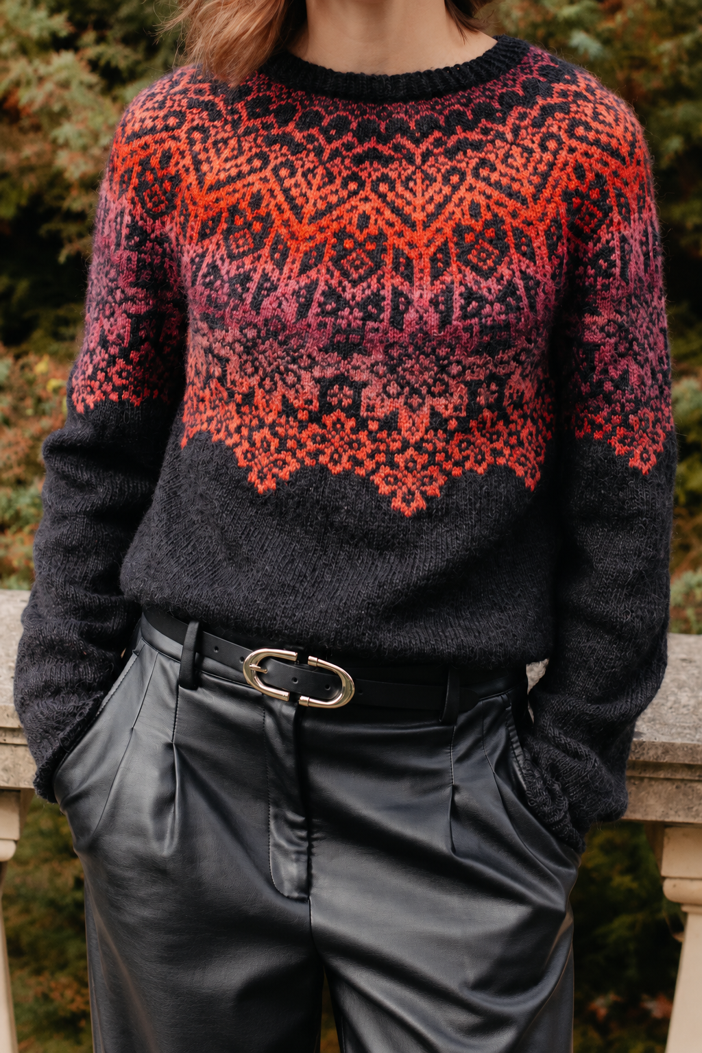 Snow Flower Yoke Sweater knitting pattern — view 01