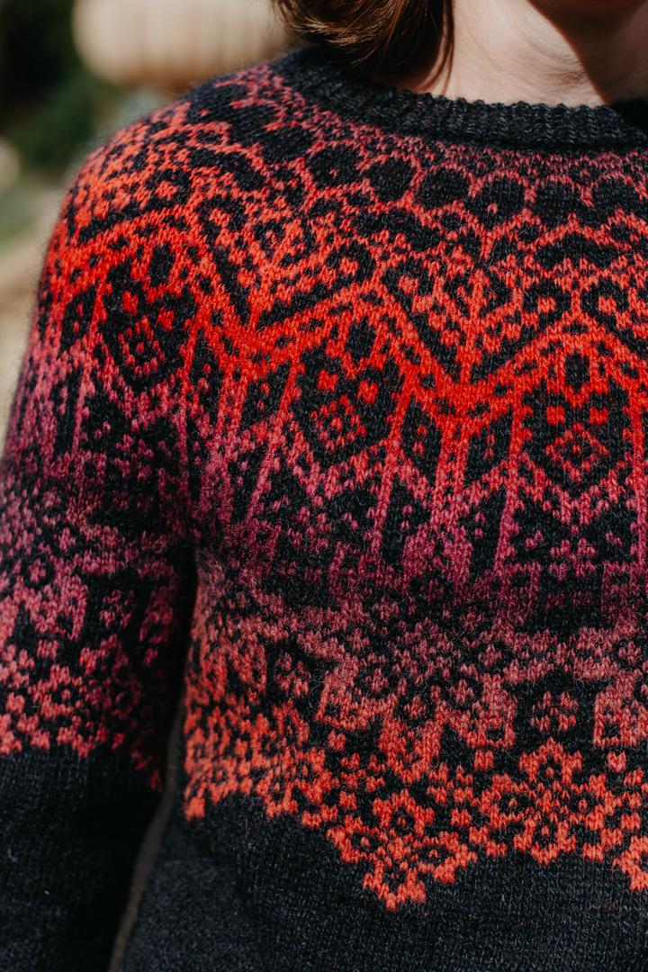 Snow Flower Yoke Sweater knitting pattern — view 12
