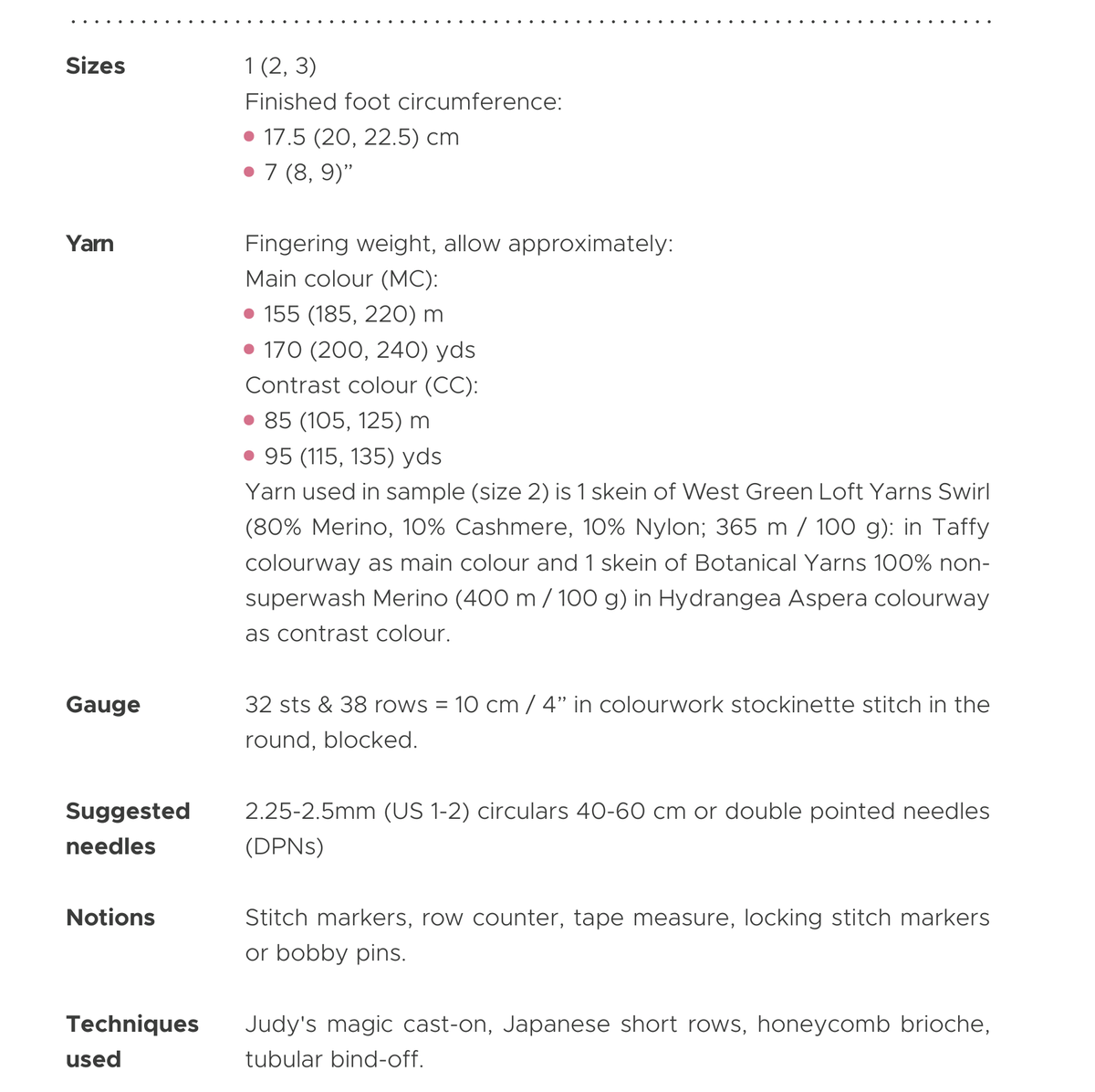 PDF preview — Sock sizes, yarn and gauge