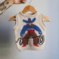 Little Folk Friend Vest with cowboy motif, front view