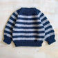 Sailor Stripe Baby Sweater — navy and grey front