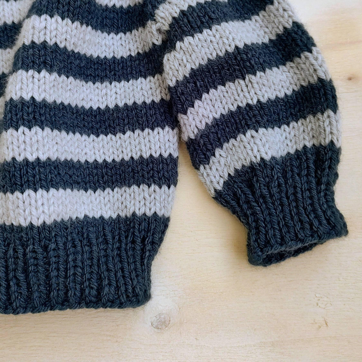 Sailor Stripe Baby Sweater — cuff and hem detail