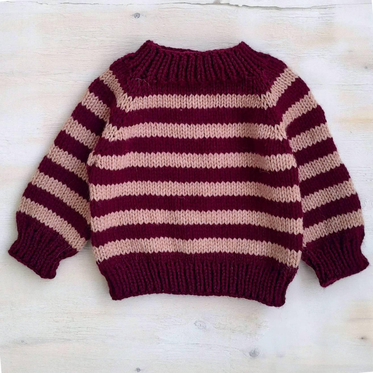 Sailor Stripe Baby Sweater — burgundy colour option