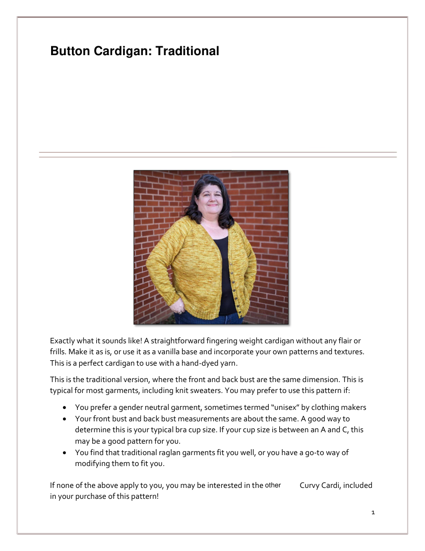Preview the Pattern PDF — Traditional fit overview