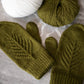 Evergreen Sprig Mittens Knitting Pattern – finished design